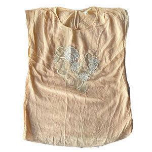 Vanessa Bruno Athe Top Sz XS Blouse 100% Silk Sheer Embroidery Summer Womens